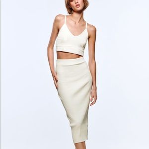 Zara cream knit skirt